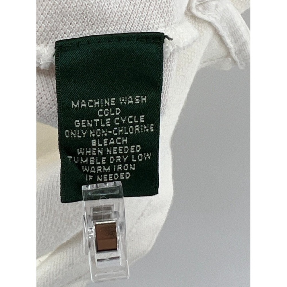 Lauren Ralph Lauren OffWhite Pique Knit Polo Top L Minimalist Clean Girl Classic - Picture 8 of 8